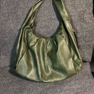 Elegant Green Leather Hobo Bag